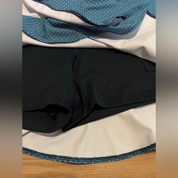 NWT Lady Hagan Blue Patterned Ruffle Skirt W Built In Shorts Sz XL - Picture 6 of 7